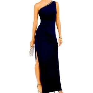 Navy Blue long evening dress! Design by Adrianna Papell